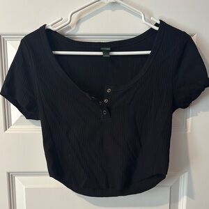 Wild Fable Black Short Sleeve Crop Top